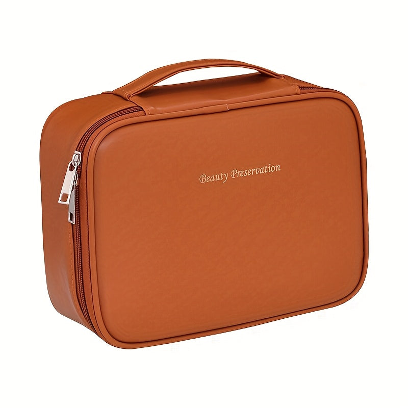 1pc Bolsa de Maquiagem Destacável de Grande Capacidade Multi-Camada - Organizador de Viagem de Couro Sintético com Malha e Bolsos Transparentes,