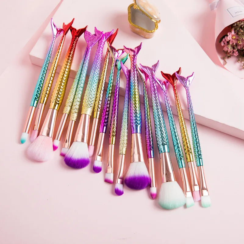 4 Set Mermaid Brush For Makeup Blush Contouring Powder Shadow
