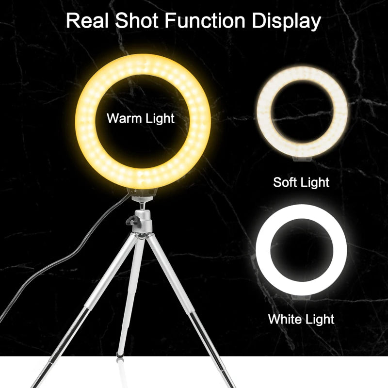 LED Fotografia e Vídeo Painel de Luz, 6 ", Filtros RGB, Iluminação, Photo Studio, Lâmpada Kit para Shoot, Live Streaming, Ring Light, Tripé