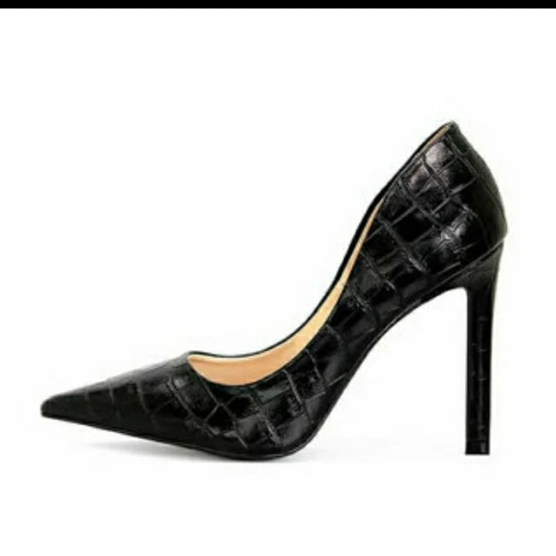 Women's Shoe Scarpin High Heels Thin Croco, High Quality Loco Modern Closed Shoes for Any Occasion Beautiful Chic