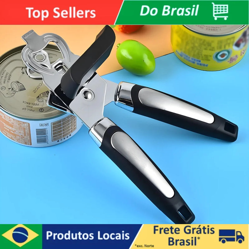 Abridor De Latas E Garrafas Aço Inox Profissional Para Cozinha