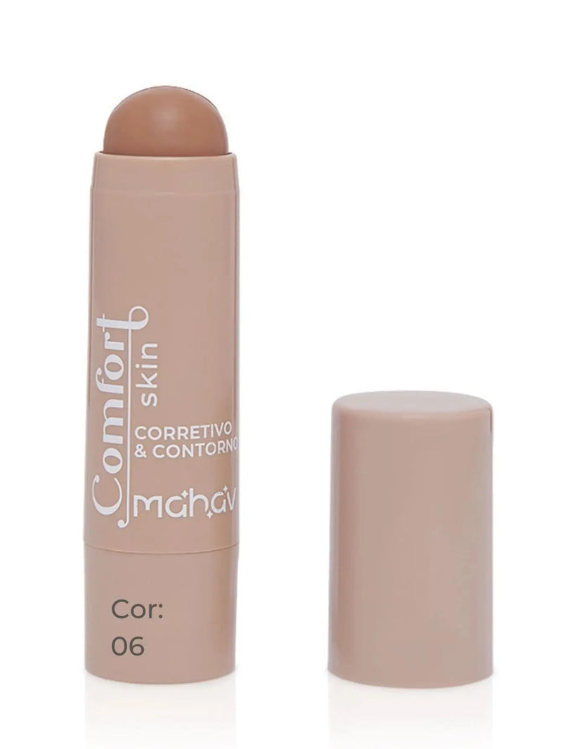 Corretivo e Contorno Cremoso em Stick Bastão Comfort Skin Mahav 6,5g