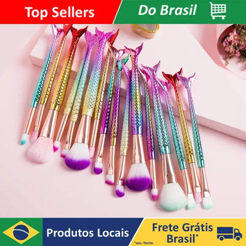 4 Set Mermaid Brush For Makeup Blush Contouring Powder Shadow