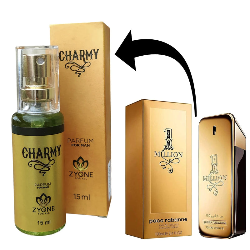 Perfume Masculino Zyone Charmy 15ML Eau de Parfum Edp Pocket de Bolso Para Viagem