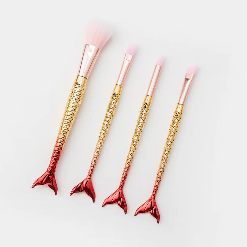 4 Set Mermaid Brush For Makeup Blush Contouring Powder Shadow
