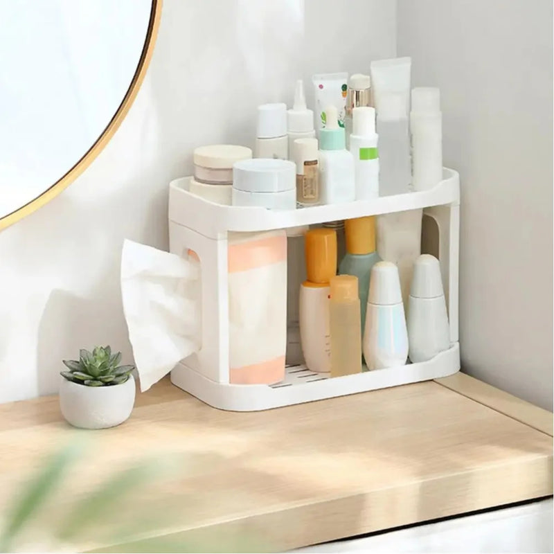 Mini Prateleira Organizadora De Mesa Cosméticos Multifuncional Armazenamento Maquiagem Acessórios Higiene Beleza Frascos e Potes