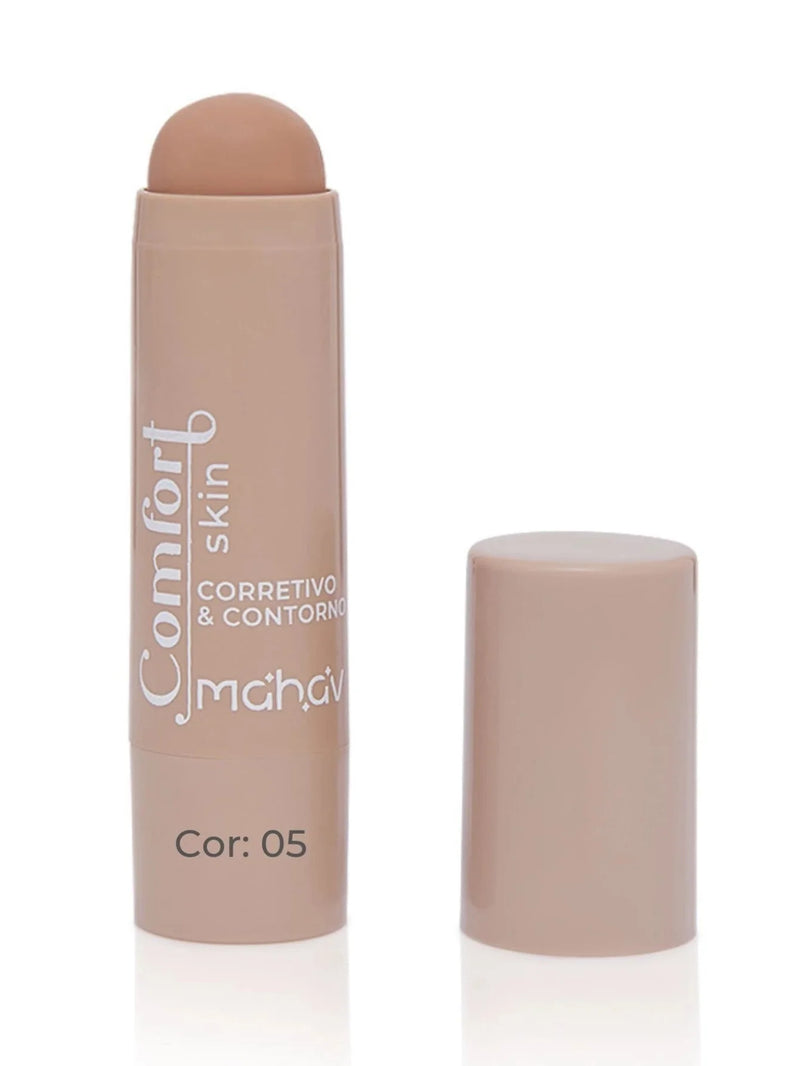Corretivo e Contorno Cremoso em Stick Bastão Comfort Skin Mahav 6,5g