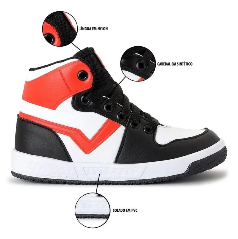 Tênis Infantil Lucks Casual Masculino Botinha Menino Menina Macio E Confortavel