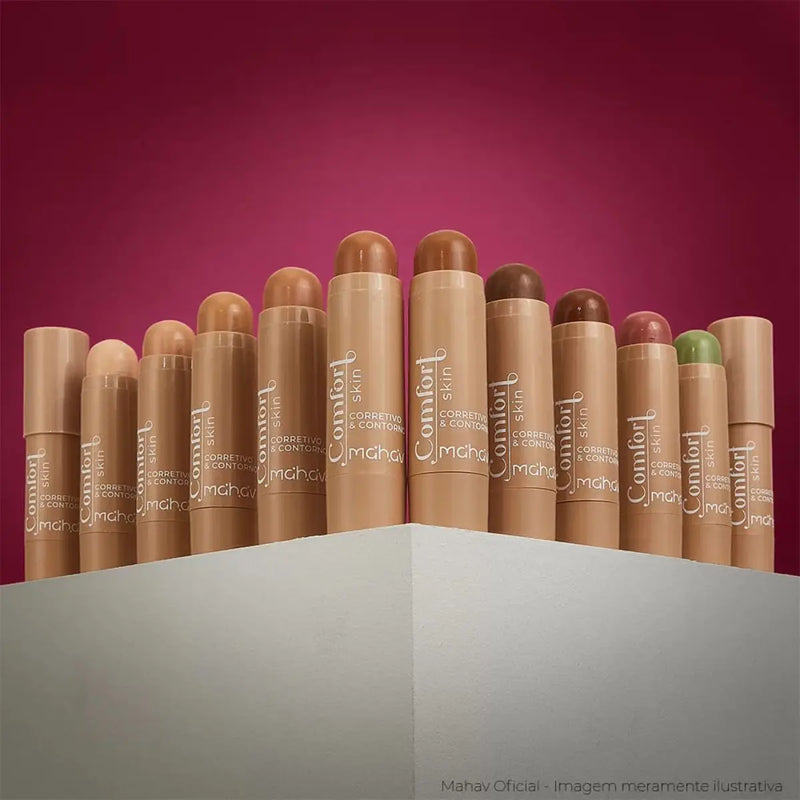 Corretivo e Contorno Cremoso em Stick Bastão Comfort Skin Mahav 6,5g