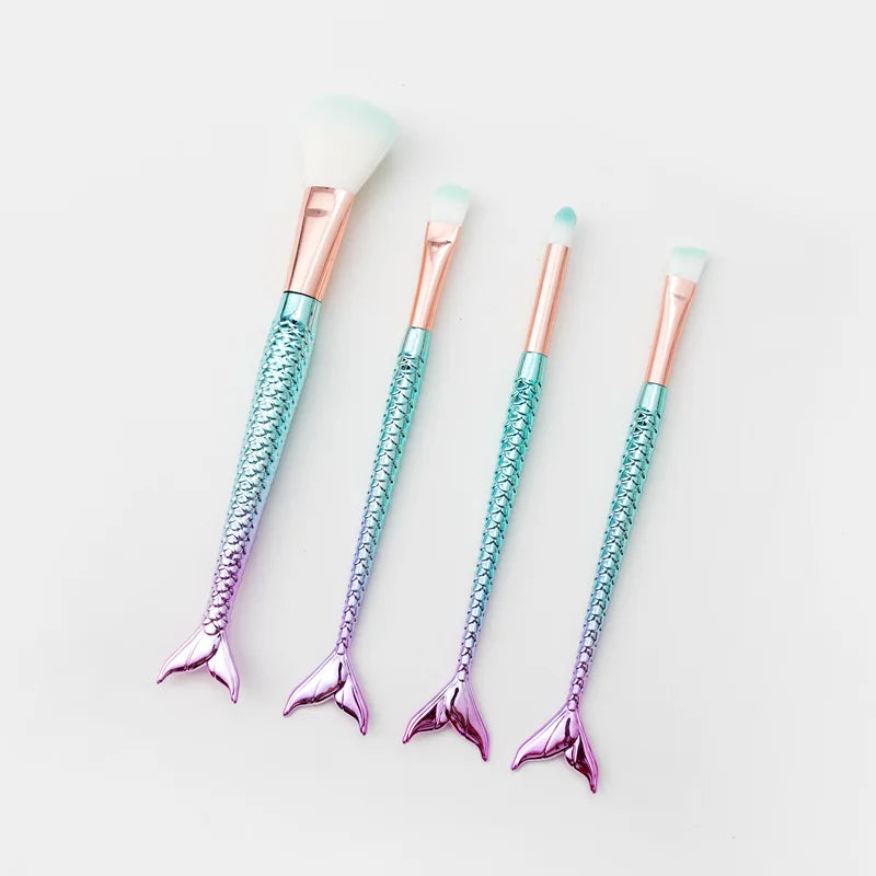 4 Set Mermaid Brush For Makeup Blush Contouring Powder Shadow