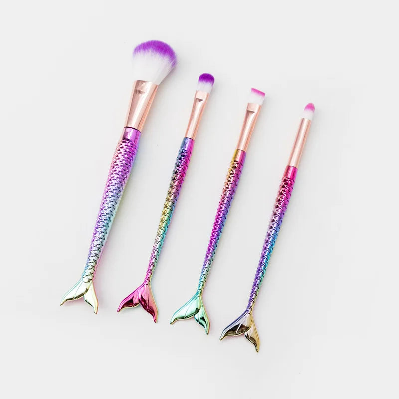 4 Set Mermaid Brush For Makeup Blush Contouring Powder Shadow