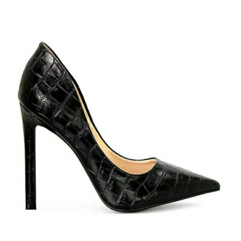 Women's Shoe Scarpin High Heels Thin Croco, High Quality Loco Modern Closed Shoes for Any Occasion Beautiful Chic
