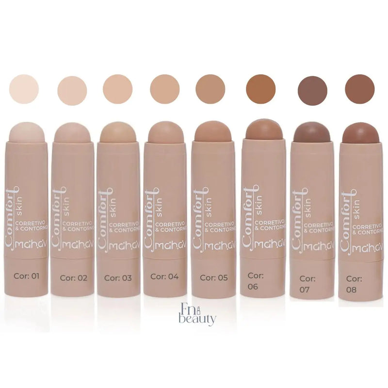 Corretivo e Contorno Cremoso em Stick Bastão Comfort Skin Mahav 6,5g