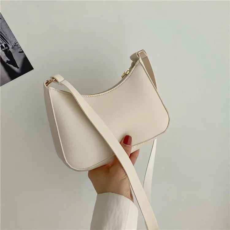 Bolsa de axilas de couro PU feminina, bolsa Hobos retrô, monocromática, casual, moda, nova, 2022