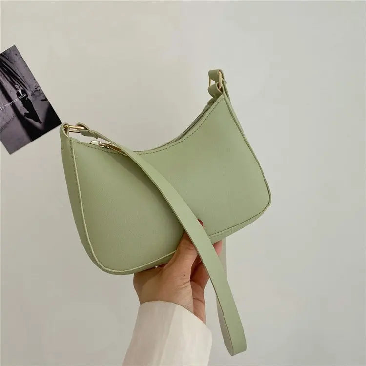 Bolsa de axilas de couro PU feminina, bolsa Hobos retrô, monocromática, casual, moda, nova, 2022