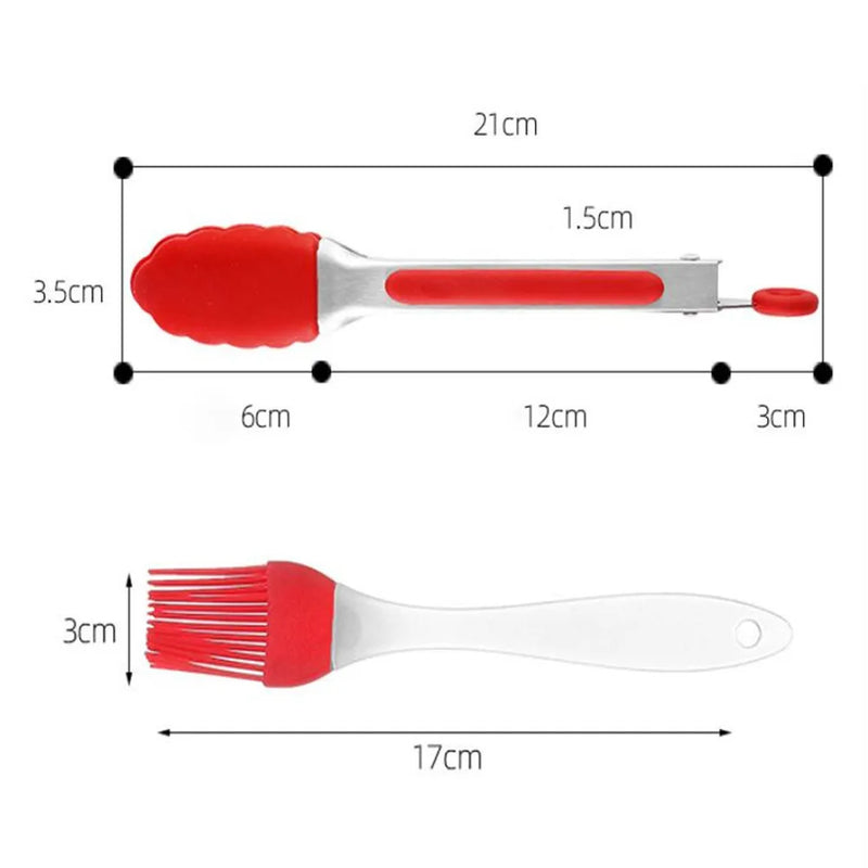 1pc/2 pçs cozinha tong & escova de óleo panelas utensílios de grau alimentício silicone cozinhar tong braçadeira cozinha casa salada servindo ferramenta para churrasco