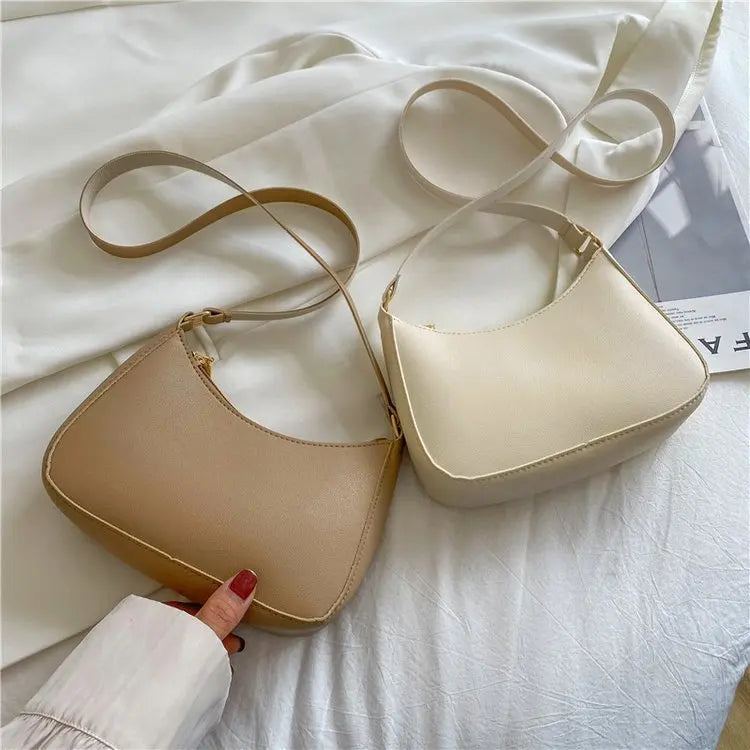 Bolsa de axilas de couro PU feminina, bolsa Hobos retrô, monocromática, casual, moda, nova, 2022