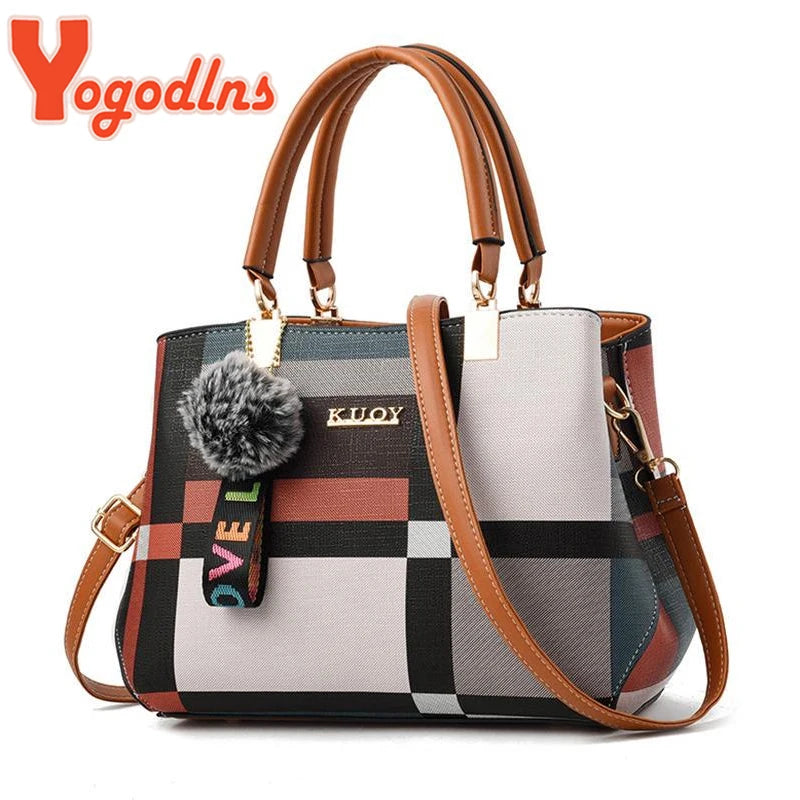 Yogodlns nova bolsa de luxo feminina costura selvagem mensageiro sacos designer marca xadrez bolsa ombro feminino senhoras totes