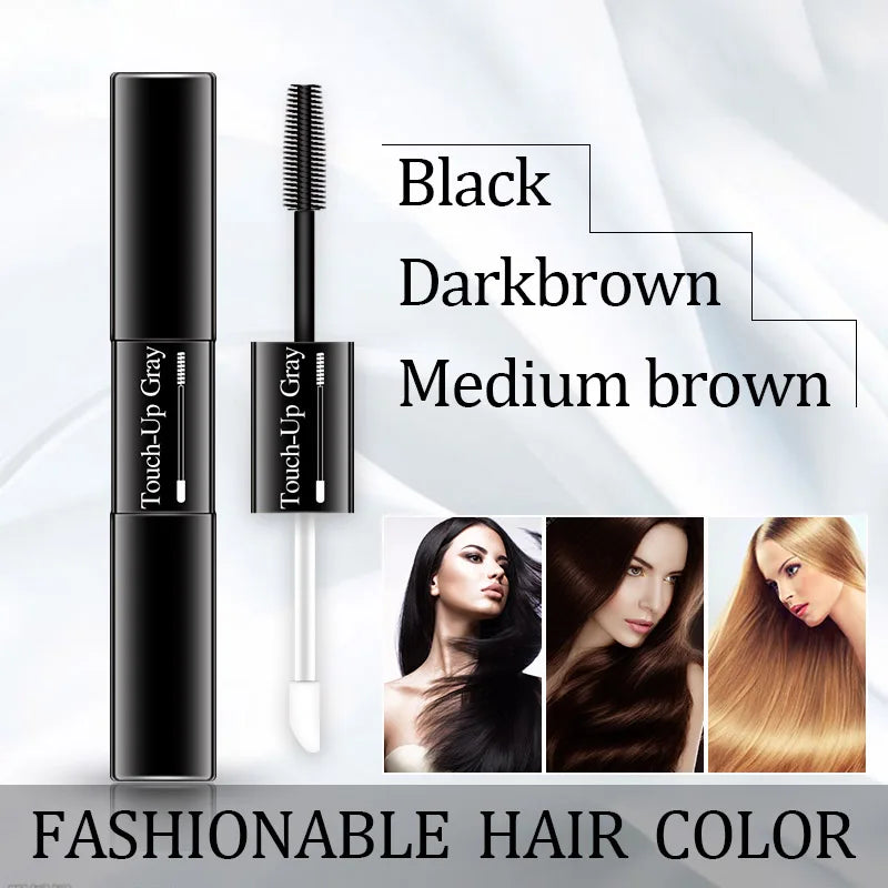Caneta de tintura de cabelo única, cobertura instantânea de raiz cinza, cor de cabelo branco a marrom escuro, preto, 2 escovas, cabeça macia, fácil aplicação, temporária