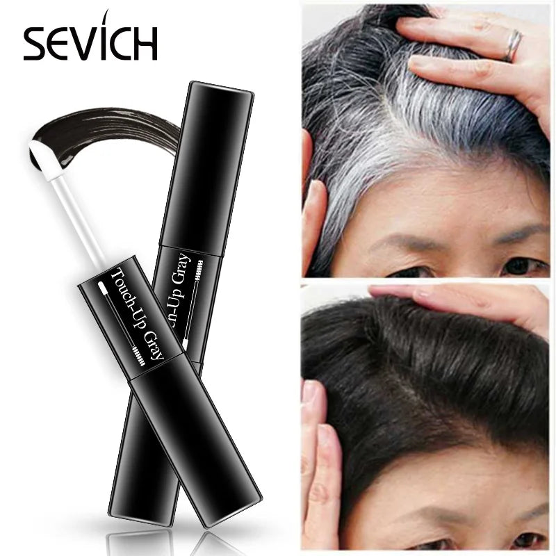 Caneta de tintura de cabelo única, cobertura instantânea de raiz cinza, cor de cabelo branco a marrom escuro, preto, 2 escovas, cabeça macia, fácil aplicação, temporária
