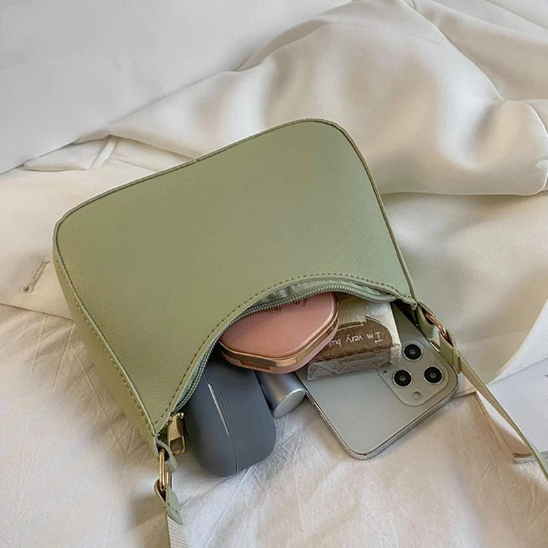 Bolsa de axilas de couro PU feminina, bolsa Hobos retrô, monocromática, casual, moda, nova, 2022