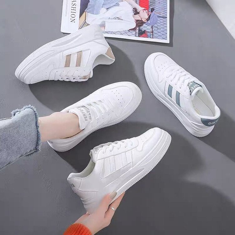 Calçado esportivo casual resistente ao desgaste para mulheres, tênis feminino respirável, sapatos brancos simples para senhora, novo, 2024