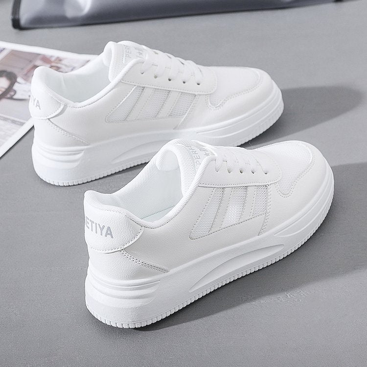 Calçado esportivo casual resistente ao desgaste para mulheres, tênis feminino respirável, sapatos brancos simples para senhora, novo, 2024