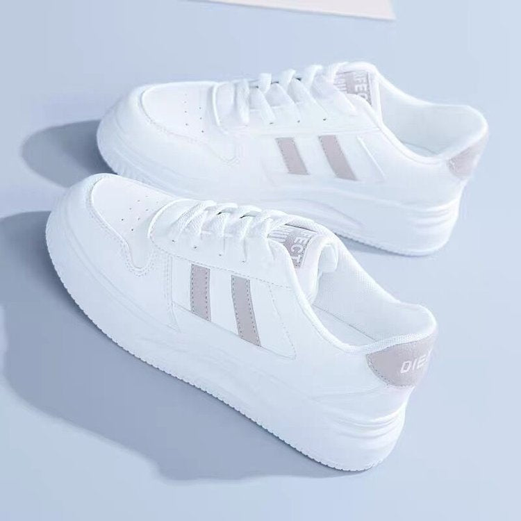 Calçado esportivo casual resistente ao desgaste para mulheres, tênis feminino respirável, sapatos brancos simples para senhora, novo, 2024