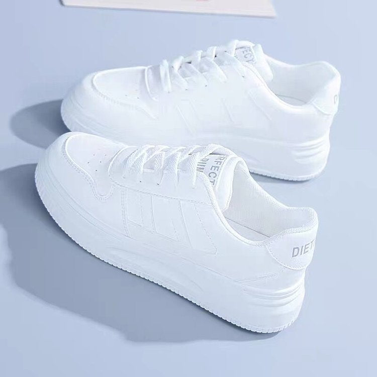 Calçado esportivo casual resistente ao desgaste para mulheres, tênis feminino respirável, sapatos brancos simples para senhora, novo, 2024