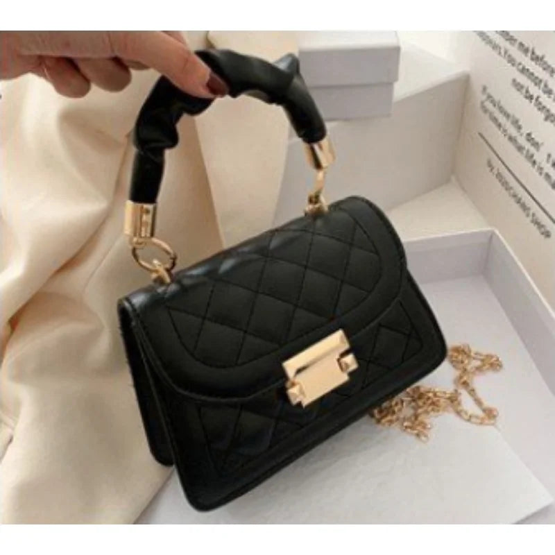 Bolsa Crossbody de couro PU para mulheres Padrão de grade Decoração de fivela Carteira de aba Bolsa de moda Bolsa de alta qualidade