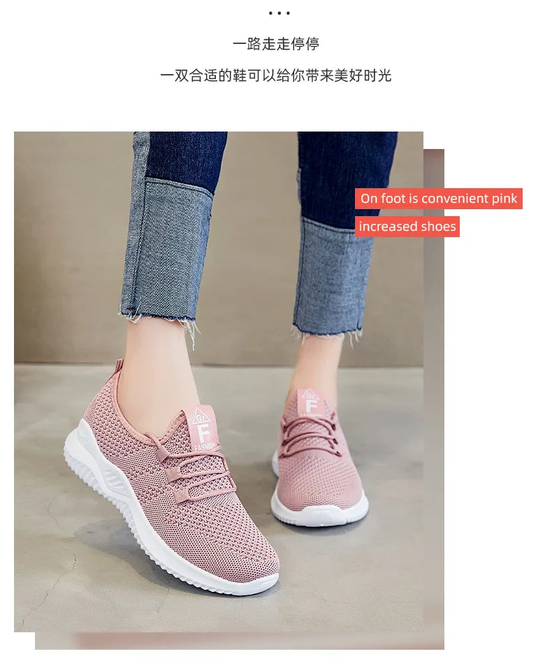 Sapatos femininos 2024 malha respirável confortável sapatos esportivos sola macia leve moda sapatos casuais