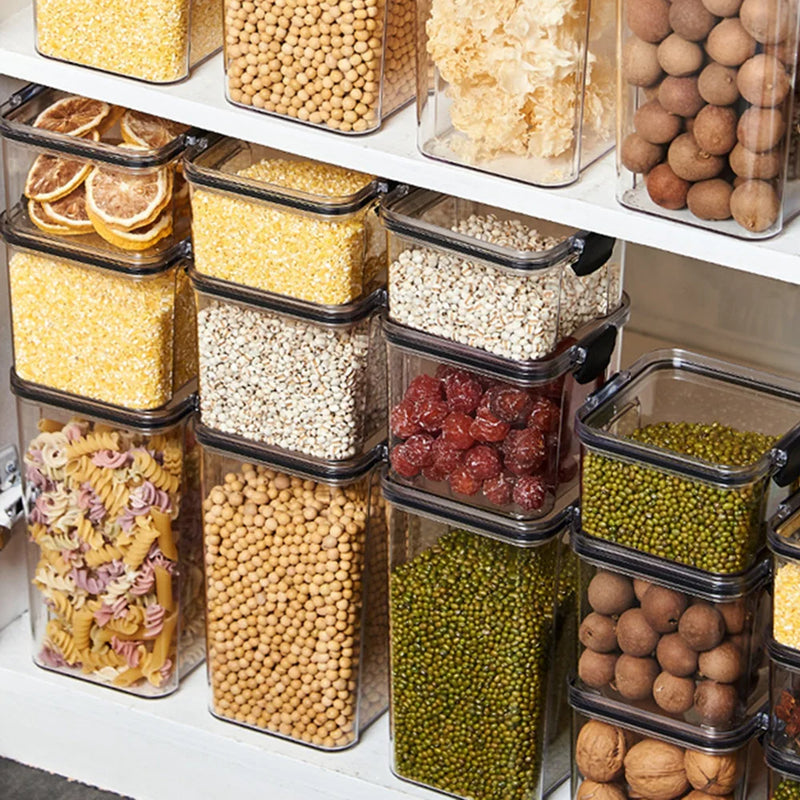 Conjuntos empilháveis de cozinha selada, 460-1800ml, caixa de armazenamento de alimentos de plástico, garrafa de tanque multigrãos, frutas secas, recipientes de armazenamento de chá