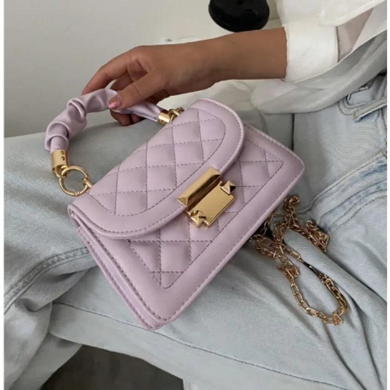 Bolsa Crossbody de couro PU para mulheres Padrão de grade Decoração de fivela Carteira de aba Bolsa de moda Bolsa de alta qualidade