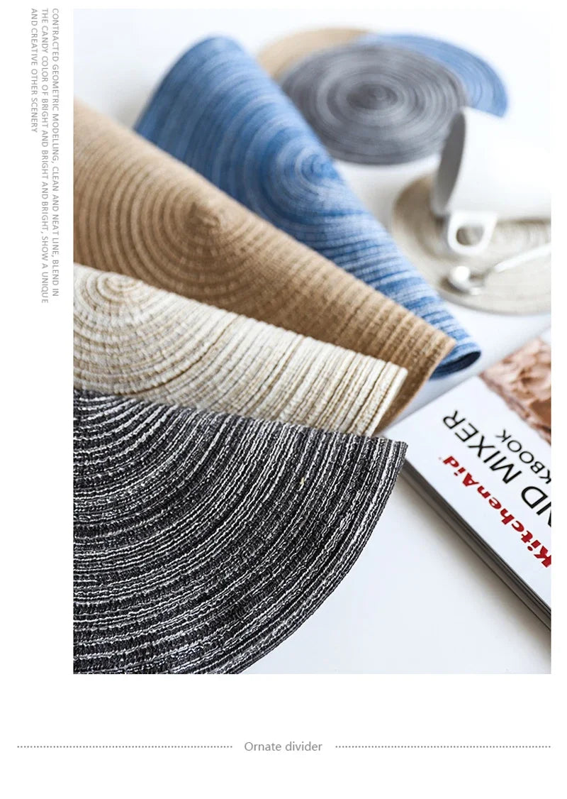 Round Woven Ramie Placemats, Anti Slip Mats Mesa De Jantar, Talheres Antiderrapantes, Almofadas De Tigela, Coasters De Copo De Bebida De Cozinha, 1Pc