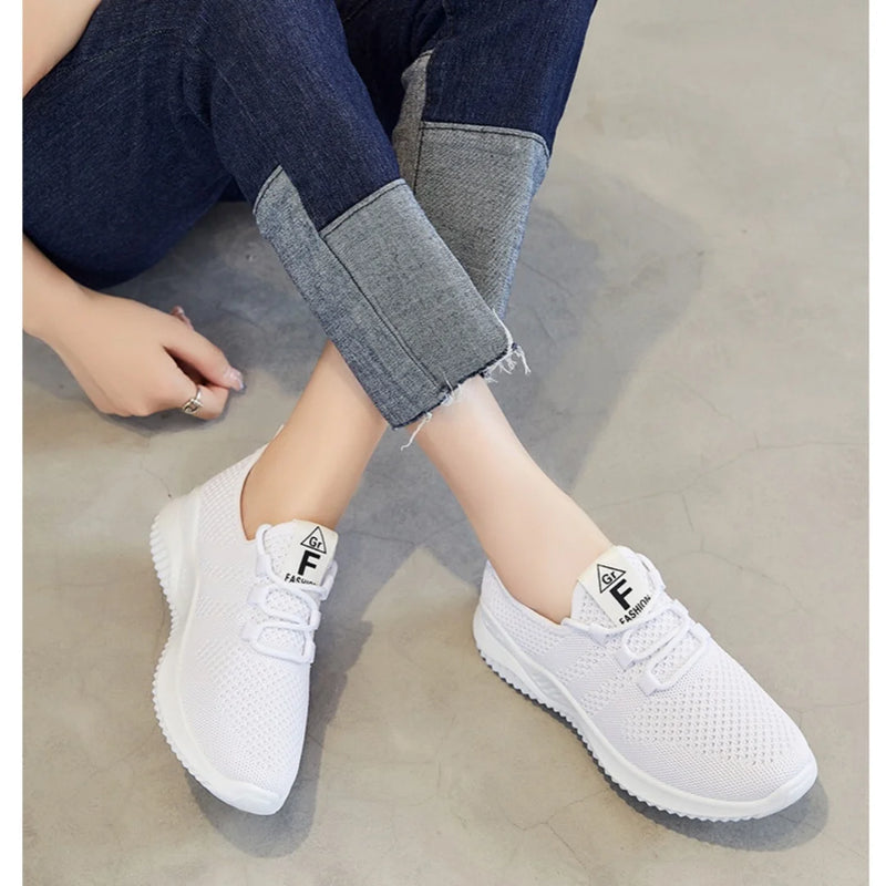 Sapatos femininos 2024 malha respirável confortável sapatos esportivos sola macia leve moda sapatos casuais