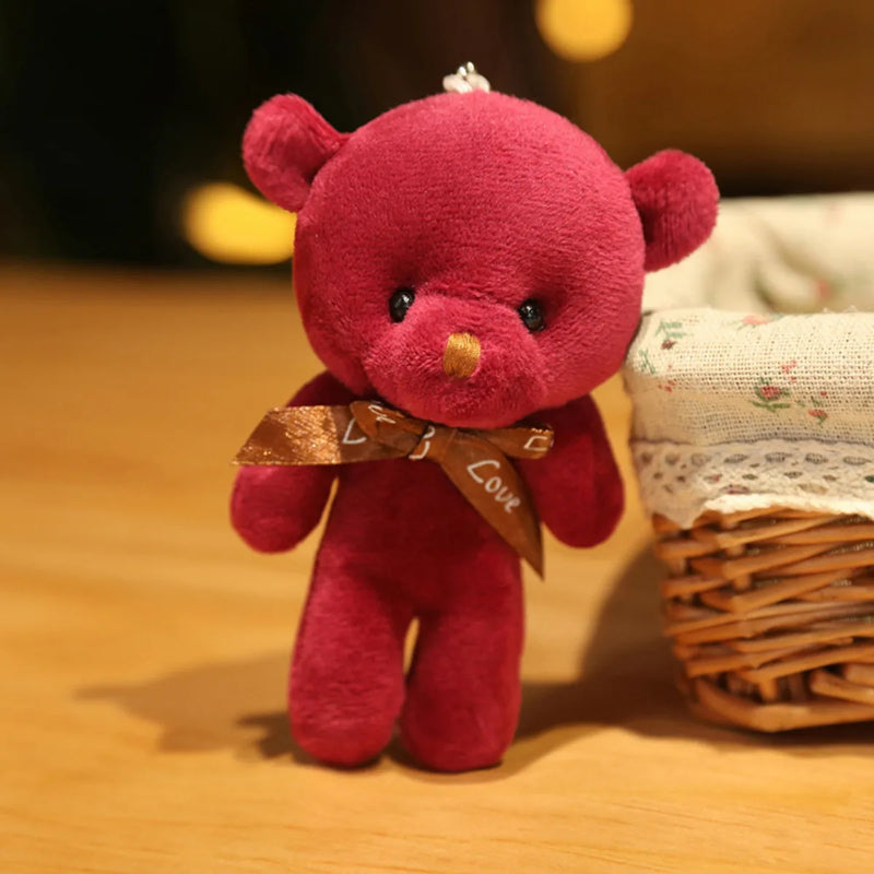 Nova cor urso de pelúcia bonecas 12cm animais de pelúcia macios urso brinquedo de pelúcia pendente bonito menina chaveiro casamento crianças presentes de festa
