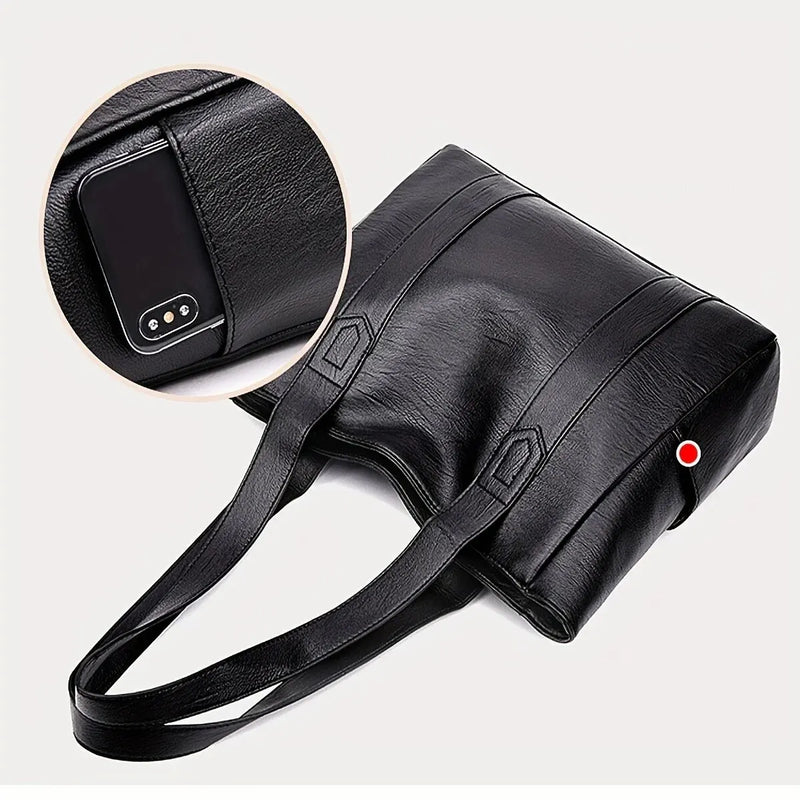 Bolsa tote vintage de grande capacidade, bolsa de ombro vegana retrô, bolsa casual feminina para deslocamento