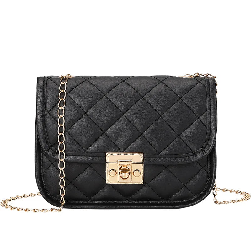 Bolsa bordada quadrada pequena para mulheres, bolsas da moda, bolsa de corrente feminina, nova, 2024