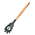 Espátula de cozinha de silicone, colher de sopa com cabo de madeira, ferramentas de cozimento