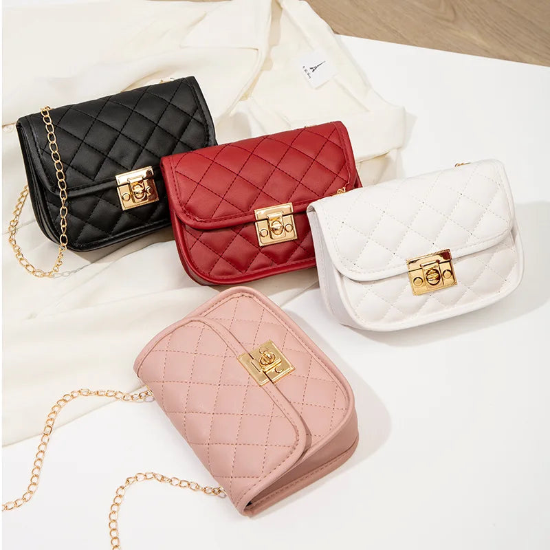 Bolsa bordada quadrada pequena para mulheres, bolsas da moda, bolsa de corrente feminina, nova, 2024