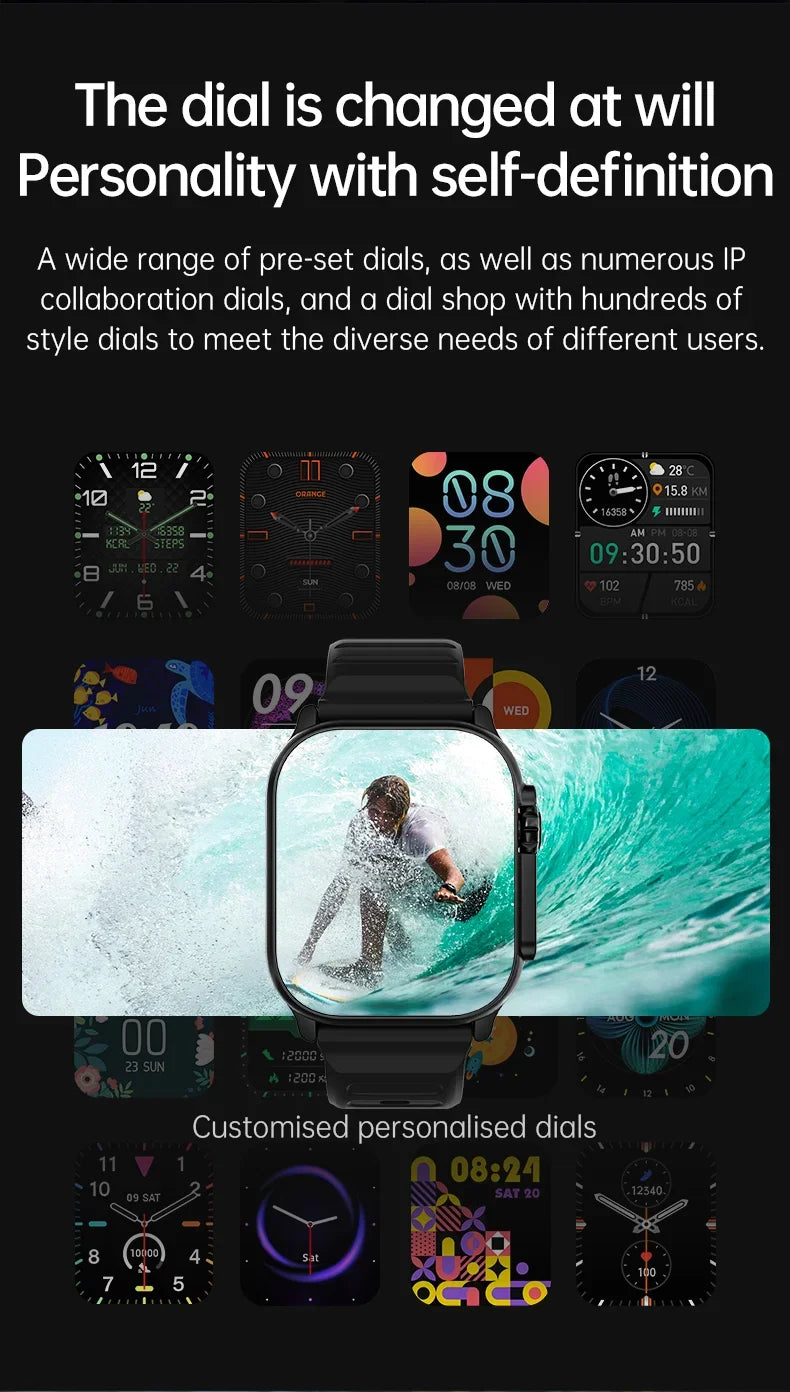 Apple Watch 9 2024. Tela AMOLED, Bússola NFC, Impermeável, Relógio Apple, IWO Ultra 8, 49mm, Série 8, 2.3 "