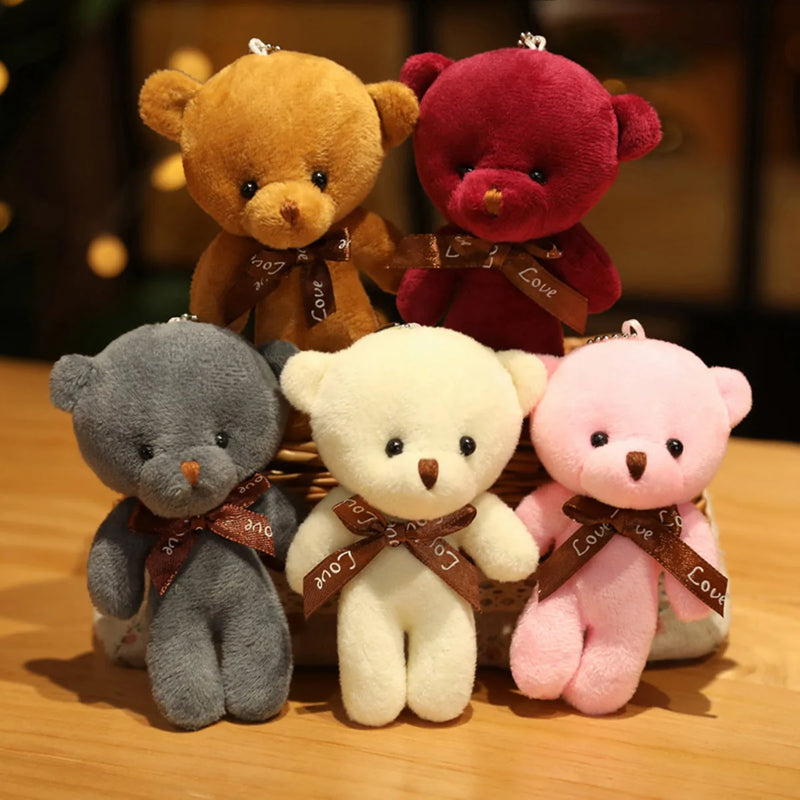 Nova cor urso de pelúcia bonecas 12cm animais de pelúcia macios urso brinquedo de pelúcia pendente bonito menina chaveiro casamento crianças presentes de festa