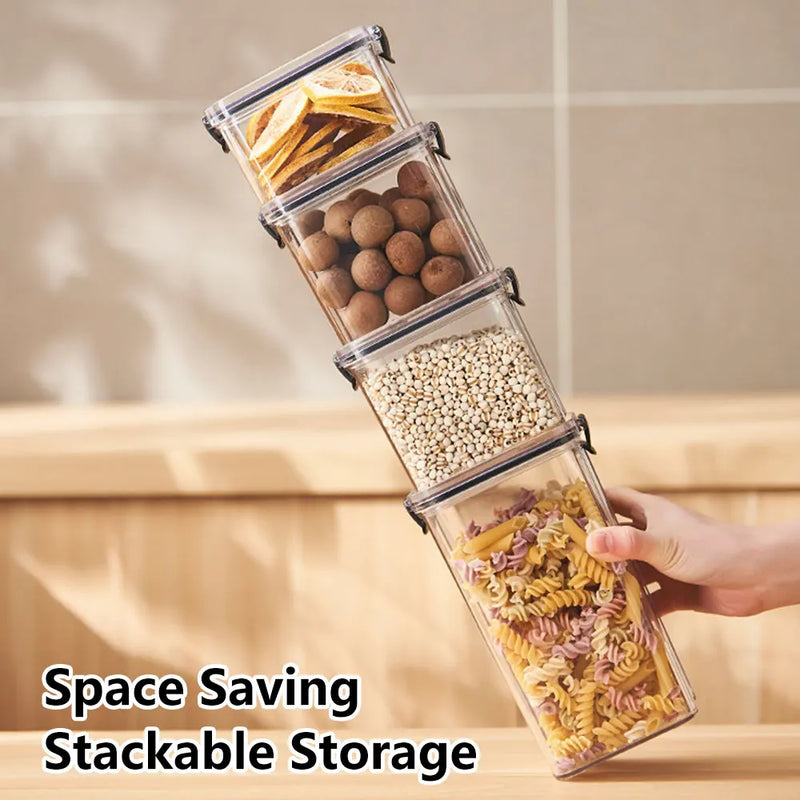 Conjuntos empilháveis de cozinha selada, 460-1800ml, caixa de armazenamento de alimentos de plástico, garrafa de tanque multigrãos, frutas secas, recipientes de armazenamento de chá