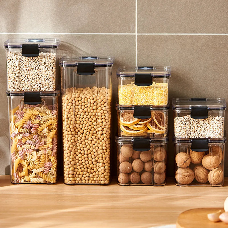 Conjuntos empilháveis de cozinha selada, 460-1800ml, caixa de armazenamento de alimentos de plástico, garrafa de tanque multigrãos, frutas secas, recipientes de armazenamento de chá