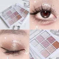 9 cores glitter neve princesa paleta de sombra sonho menina perolado sombra de olho rosa marrom nude luz maquiagem destaques olhos