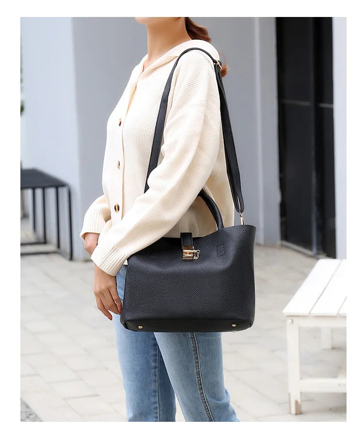 Mulher bolsa de ombro grande capacidade bolsa para mulheres crossbody saco lichia padrão pu portátil balde saco senhoras mensageiro sacos