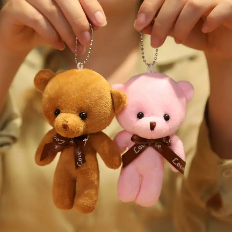 Nova cor urso de pelúcia bonecas 12cm animais de pelúcia macios urso brinquedo de pelúcia pendente bonito menina chaveiro casamento crianças presentes de festa