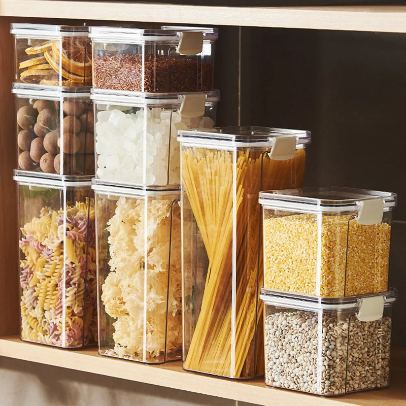 Conjuntos empilháveis de cozinha selada, 460-1800ml, caixa de armazenamento de alimentos de plástico, garrafa de tanque multigrãos, frutas secas, recipientes de armazenamento de chá