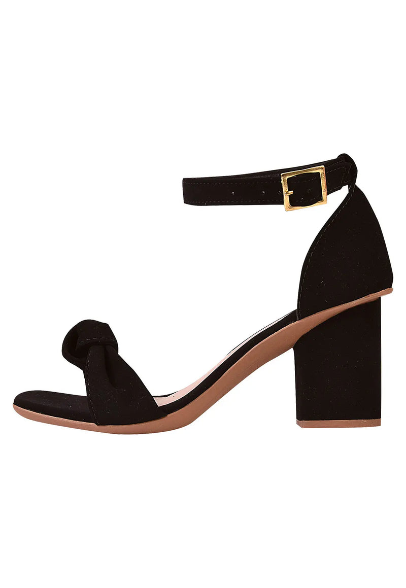 Women's Sandalia No in Front High Heel Black Nobuck