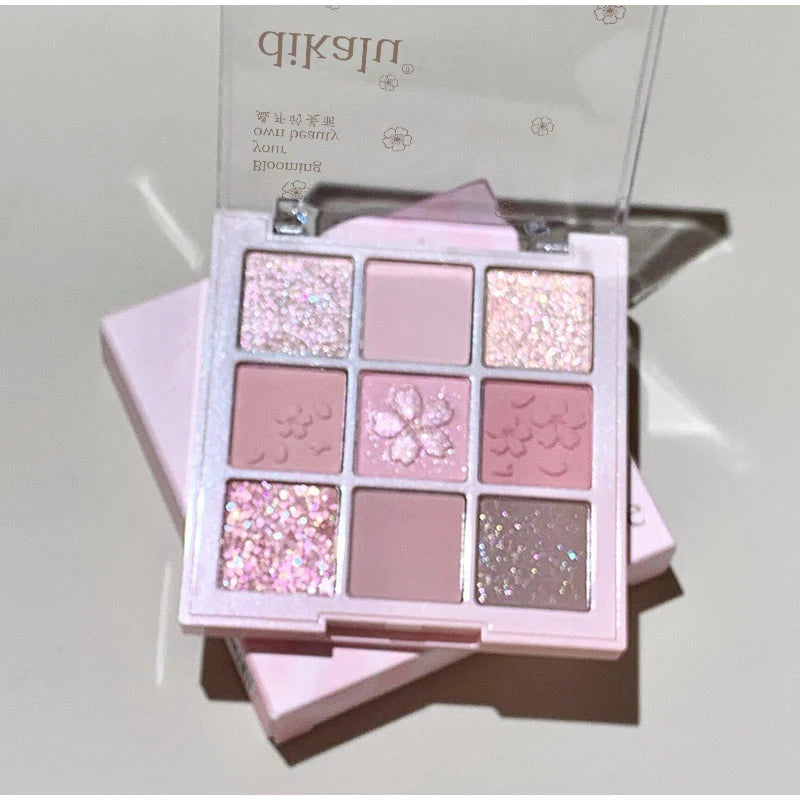 9 cores glitter neve princesa paleta de sombra sonho menina perolado sombra de olho rosa marrom nude luz maquiagem destaques olhos